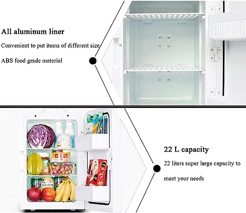 CHONGHAN Mini-Kühlschrank, 22 l, Mini-Kühlschrank, Kühler, tragbar und warm, mit Kühlung mit Doppelkern für Hautpflege, Kosmetik, Lebensmittel, L von CHONGHAN
