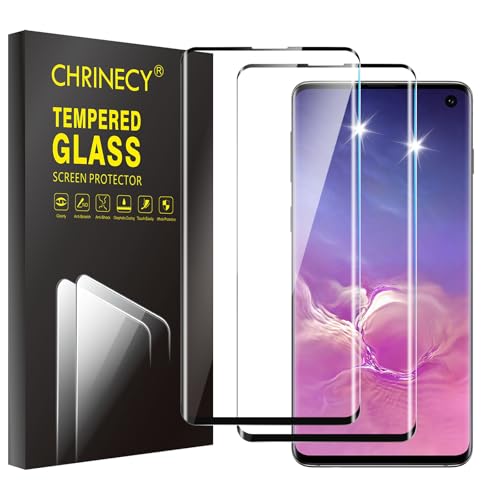 [2 Stück] Schutzfolie Kompatibel mit Samsung Galaxy S10, 3D Gebogene Vollabdeckung Schutz Displayschutzfolie, 9H Härte, HD-Klar, Blasenfrei, Ultrabeständig, Anti-Kratz von CHRINECY