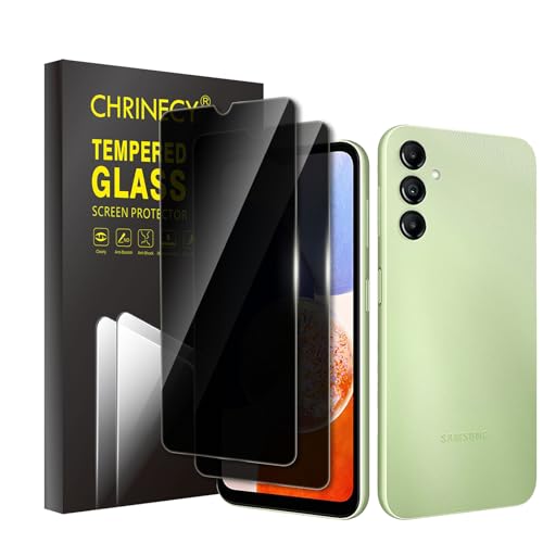 2 Stück Sichtschutz Schutzfolie Kompatibel mit Samsung Galaxy A14 4G/5G Schutzglas, Anti-Spy Schutzglas, Sichtschutzfolie Panzerglasfolie, [9H Härte panzerglas] [Kratzfest] von CHRINECY