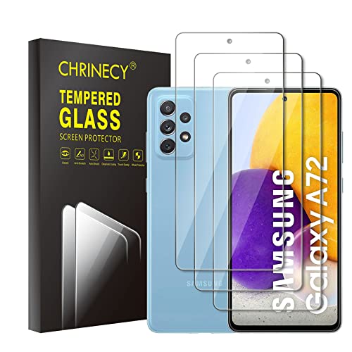 [3 Stück] Schutzfolie Kompatibel für Samsung Galaxy A72, 9H Härte Schutzfolie, Anti-Kratz, HD-Klar Displayschutzfolie, Blasenfrei, Anti-Öl, Ultrabeständig von CHRINECY