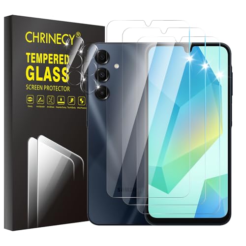 [5 Stück] 3 Stück Schutzfolie für Samsung Galaxy A16 5G Schutzfolie + 2 Stück Kamera Displayschutzfolie, 9H Härte, Anti-Kratz, HD-Klar, Blasenfrei, Anti-Öl, Ultrabeständig von CHRINECY