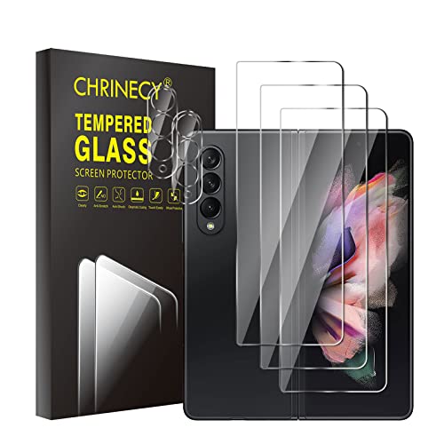 [5 Stück] 3 Stück Schutzfolie für Samsung Galaxy Z Fold 3 5G Schutzfolie + 2 Stück Kamera Displayschutzfolie, 9H Härte, Anti-Kratz, HD-Klar, Blasenfrei, Anti-Öl, Ultrabeständig von CHRINECY