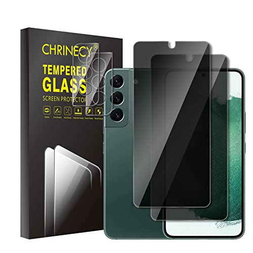 CHRINECY [2+2 Stück Sichtschutz Schutzfolie Kompatibel mit Galaxy S22 Plus Schutzglas und Kameraschutz, Anti-Spy Schutzglas [9H Härte] [Kratzfest] von CHRINECY