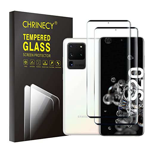 CHRINECY [2 Stück] Panzer Schutz Glas Schutzfolien für Galaxy S20 Ultra, 3D Gebogene Vollabdeckung Schutz Displayschutzfolie, HD klar, Härtegrad 9H, vollständige Abdeckung von CHRINECY