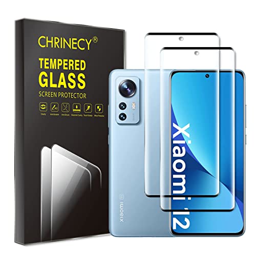 CHRINECY [2 Stück] Panzer Schutz Glas Schutzfolien für Xiaomi 12 / 12X, 3D Gebogene Vollabdeckung Schutz Displayschutzfolie, HD klar, Härtegrad 9H, vollständige Abdeckung von CHRINECY