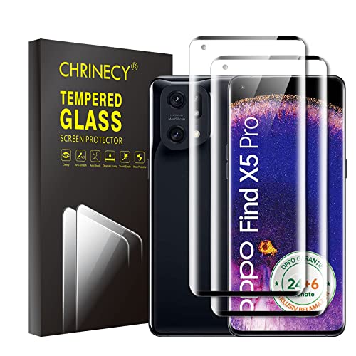 CHRINECY [2 Stück] Schutzfolie Kompatibel mit OPPO Find X5 Pro, 3D Gebogene Vollabdeckung Schutz Displayschutzfolie, 9H Härte, Anti-Kratz, HD-Klar, Blasenfrei, Ultrabeständig von CHRINECY