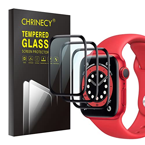 CHRINECY [3-Stück] Kompatibel mit Apple Watch Series 6/5/4/SE 44mm Schutzfolie, 3D Gebogene Vollabdeckung Schutz Displayschutzfolie, Anti-Kratz, Wasserdicht, Soft HD, Anti-Öl, Ultrabeständig [44mm] von CHRINECY