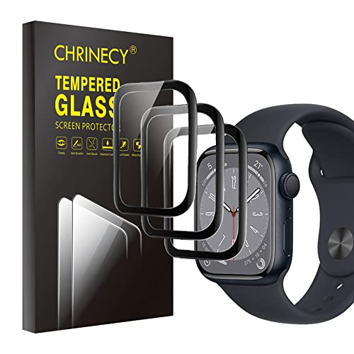 CHRINECY [3-Stück] Kompatibel mit Apple Watch Series 8/7 41mm Schutzfolie, 3D Gebogene Vollabdeckung Schutz Displayschutzfolie, Anti-Kratz, Wasserdicht, Soft HD, Anti-Öl, Ultrabeständig [41mm] von CHRINECY