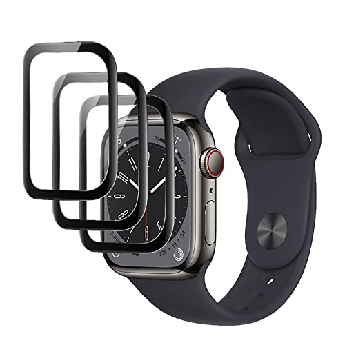 CHRINECY [3-Stück] Kompatibel mit Apple Watch Series 8/7 45mm Schutzfolie, 3D Gebogene Vollabdeckung Schutz Displayschutzfolie, Anti-Kratz, Wasserdicht, Soft HD, Anti-Öl, Ultrabeständig [45mm] von CHRINECY