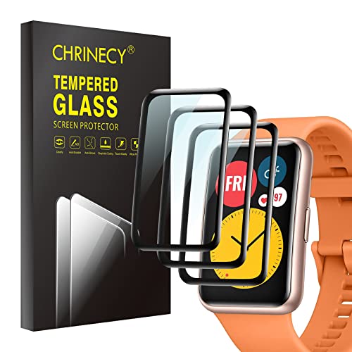 CHRINECY [3-Stück Kompatibel mit Huawei Watch Fit/Elegant Edition/HONOR Watch ES Schutzfolie, 3D Gebogene Vollabdeckung Schutz Displayschutzfolie, Anti-Kratz, Wasserdicht, Anti-Öl von CHRINECY