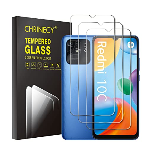 CHRINECY [3 Stück] Schutzfolie Kompatibel für Xiaomi Redmi 10C / Poco C40, 9H Härte, Anti-Kratz, HD-Klar Displayschutzfolie, Blasenfrei, Anti-Öl, Ultrabeständig von CHRINECY