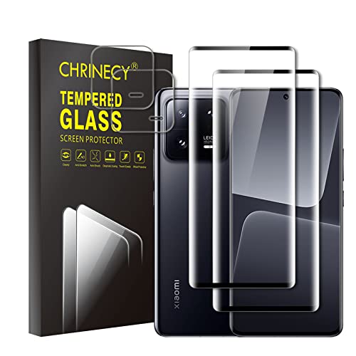 CHRINECY [4 Stück] 2 Stück Schutzfolie Kompatibel mit Xiaomi Mi 13 Pro 5G + 2 Stück Kamera Schutzfolie, 3D Gebogene Vollabdeckung Schutz Displayschutzfolie, 9H Härte, Anti-Kratz, HD-Klar von CHRINECY