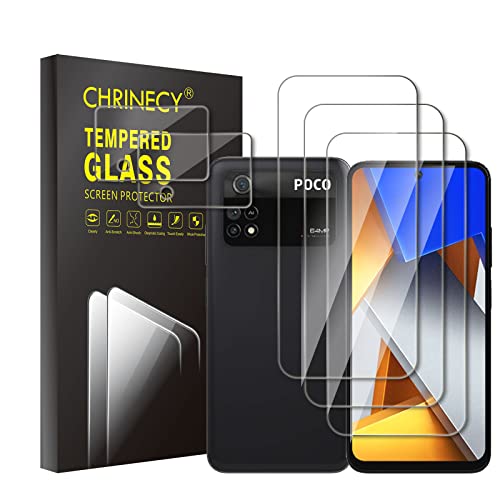 CHRINECY [5 Stück] 3 Stück Schutzfolie für Xiaomi Poco M4 Pro 4G 6.43" Schutzfolie + 2 Stück Kamera Displayschutzfolie, 9H Härte, Anti-Kratz, HD-Klar, Blasenfrei, Anti-Öl, Ultrabeständig von CHRINECY
