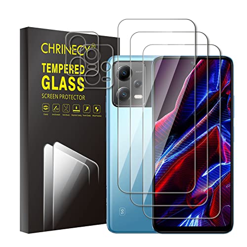 CHRINECY [5 Stück] 3 Stück Schutzfolie für Xiaomi Poco X5 Schutzfolie + 2 Stück Kamera Displayschutzfolie, 9H Härte, Anti-Kratz, HD-Klar, Blasenfrei, Anti-Öl, Ultrabeständig von CHRINECY