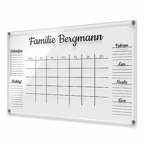 Acrylglas Wandkalender mit hübschen Designs und personalisiert mit den eigenen Namen und Wunschtext | ideal für die Küche - ca. 60x40 cm……… von CHRISCK design