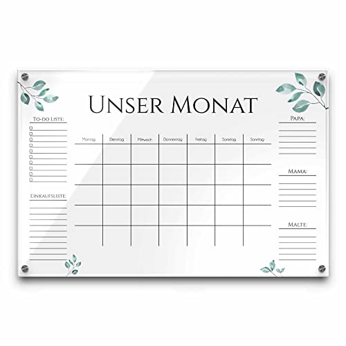Acrylglas Wandkalender abwaschbar - Wochenplan personalisiert mit eigenen Namen - Geschenkidee Mama Muttertag - Familienplaner beschriftbar - Familienplanung - ca. 60x40 cm von CHRISCK design
