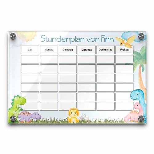 Schulkinder Stundenplan mit Dino Motiv aus Acrylglas - Wochenplaner für den Schulstart zum Aufhängen - Abwischbar & Personalisierbar - Einschulungsgeschenk für Jungen Schulkinder Stundenplan mit Dino Motiv aus Acrylglas - Wochenplaner für den Schulstart zum Aufhängen - Abwischbar & Personalisierbar - Einschulungsgeschenk für Jungen von CHRISCK design