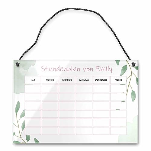 Geschenk zur Einschulung: Selbst gestalteter Stundenplan aus Acrylglas mit blätterverziertem Design - abwischbar! - Kinder Wochenplaner zum Aufhängen Geschenk zur Einschulung: Selbst gestalteter Stundenplan aus Acrylglas mit blätterverziertem Design - abwischbar! - Kinder Wochenplaner zum Aufhängen von CHRISCK design
