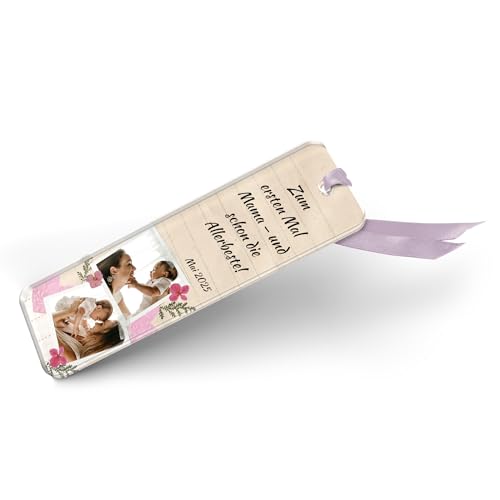 Lesezeichen mit deinem Foto & Text – Persönliches Geschenk zum Muttertag – Für Mama, Oma oder Tante – UV-bedrucktes Acrylglas-Buchzeichen als Andenken von CHRISCK design