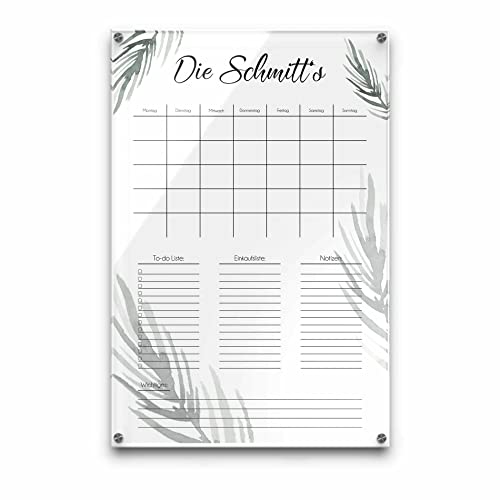 Planer für die Familie aus hochglänzendem Acrylglas - praktisches Geschenk Mama Paare - Wochenplanung Termine Kinder Organizer - abwischbarer Kalender Acryl 50x75 cm von CHRISCK design