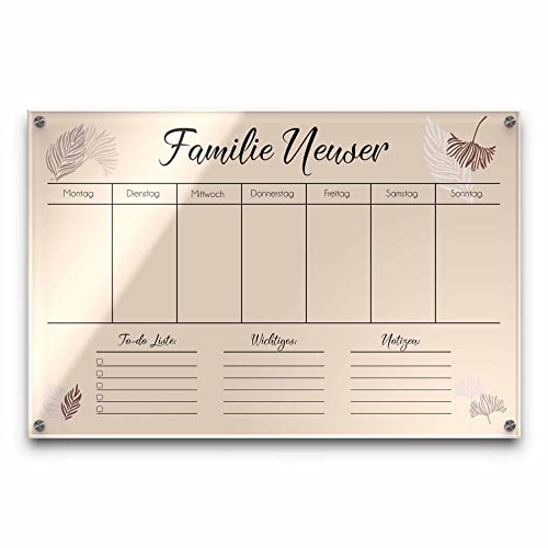 Wochenplan abwischbar für die Familie aus Acrylglas - individuell bedruckter Familienplaner mit Wunschtext - großer Acryl Kalender zum beschriften - Haushaltsplan Woche - ca. 60x40 cm Wochenplan abwischbar für die Familie aus Acrylglas - individuell bedruckter Familienplaner mit Wunschtext - großer Acryl Kalender zum beschriften - Haushaltsplan Woche - ca. 60x40 cm von CHRISCK design