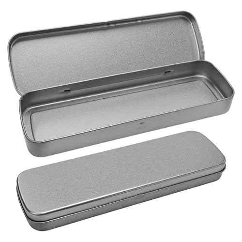 2 Stück Metall-Bleistiftbox, Tragbare Rechteckige Eisenbox, Flip-Top-Bleistiftbox, Aufbewahrungsbox Für Schulbedarf, Mehrzweck-Aufbewahrungsbox von CHROMACRAFT
