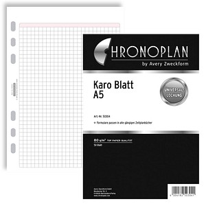 50 CHRONOPLAN Ringbuch-Ergänzungsblätter kariert A5 von CHRONOPLAN