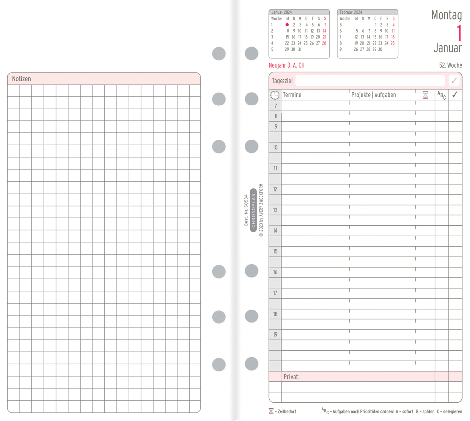 CHRONOPLAN Jahresset 2024, Midi, 96 x 172 mm von CHRONOPLAN