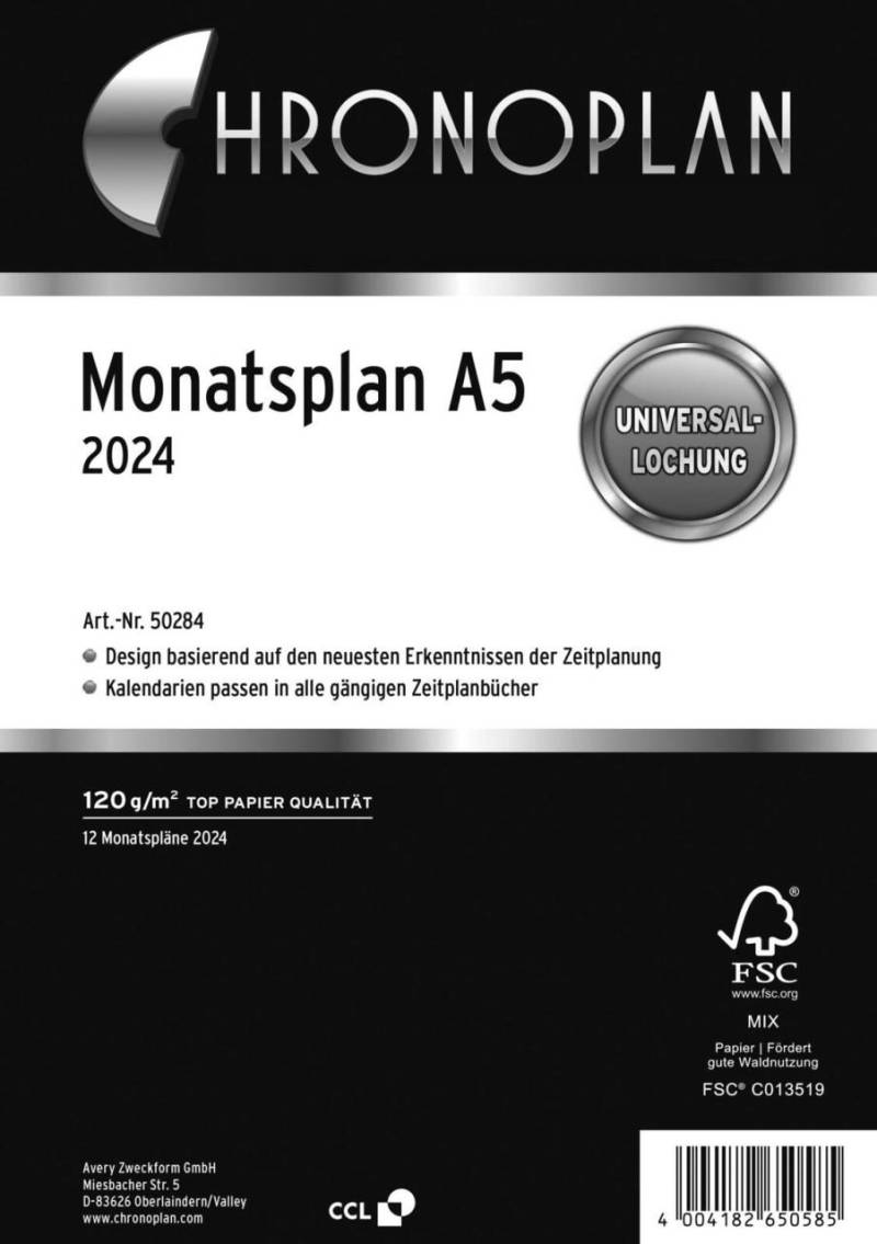 CHRONOPLAN Kalendereinlage 2024 A5 Monatsplan von CHRONOPLAN