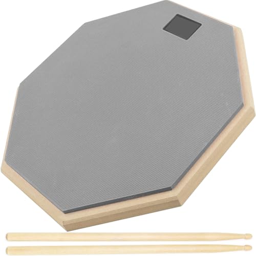 CHSG Drum Practice Pad, 12 Inch Silent Drum Practice Pad mit 1Paar Drum Sticks, Practice Pads, Drum Practice Pad Kit, einseitige Drum Pads, für die Praxis Drumming - Grau von CHSG
