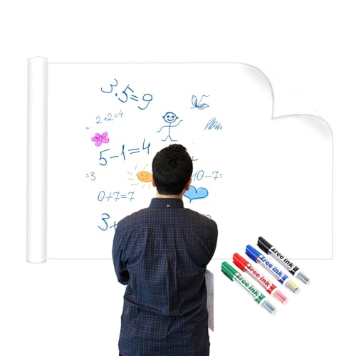 1,1 x 9,7 m Whiteboard-Wandaufkleber for Zuhause und das Klassenzimmer – statisch haftend, wasserfest und schmutzabweisend – anpassbare Größe for Selbermachen, einfache Installation – 4 Markierungen f 1,1 x 9,7 m Whiteboard-Wandaufkleber for Zuhause und das Klassenzimmer – statisch haftend, wasserfest und schmutzabweisend – anpassbare Größe for Selbermachen, einfache Installation – 4 Markierungen f von CHSUFBTY