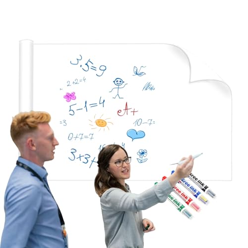 1,2 x 9,7 m großer, wasserfester Whiteboard-Wandaufkleber mit statischer Adsorption – Extra lange Größe for individuelles Zuschneiden – Abnehmbar, neu positionierbar und einfach anzubringen – 4 Markie 1,2 x 9,7 m großer, wasserfester Whiteboard-Wandaufkleber mit statischer Adsorption – Extra lange Größe for individuelles Zuschneiden – Abnehmbar, neu positionierbar und einfach anzubringen – 4 Markie von CHSUFBTY