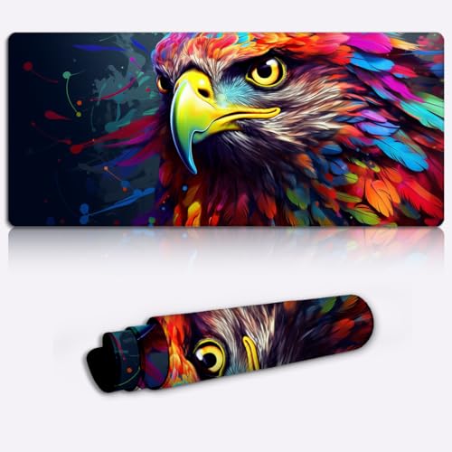 CHTXD Schreibtischunterlage Falcon Schreibtischunterlage XL erweitert (31,5 x 11,8 x 0,12 Zoll) Verlängerte Mauspadmatte Gaming Schreibtischunterlage mit genähten Kanten von CHTXD