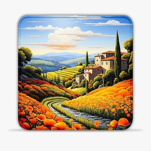 Mouse Pad Portable Tuscan Fields (30X30) cm 11.81(in) Mouse Pad Anti-Sweat Micro-Weave Fabric Non-Slip Rubber, Textured Micro-Weave Cloth for PC/Desktop von CHTXD