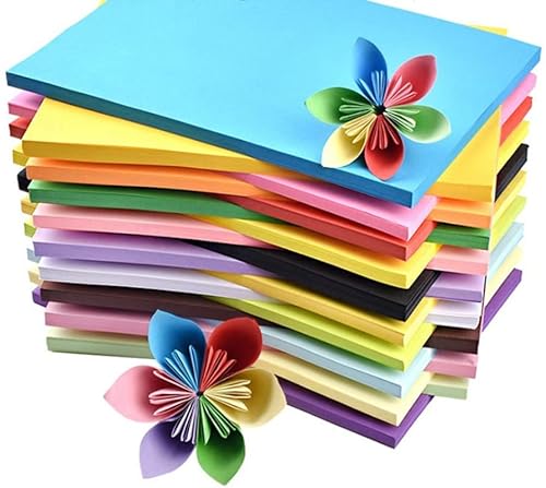 CHUANGOU Buntpapier A4 Kopierpapier Bastelpapier Bunt Druckerpapier mit 10 Farben A4 Groß Origami-papier 100 Blätter von CHUANGOU