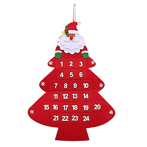 CHUANGOU Weihnachtsbaum Adventskalender Adventskalender zum Aufhängen 24 Tägiger Hängender Weihnachtsmann Weihnachtsentwurf Vervollkommnen von CHUANGOU