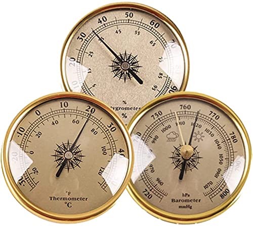 Barometer, traditionelles Barometer, traditionelle Wetterstation, 3-in-1-Thermometer, Hygrometer, tragbares Wetterstation-Set, 2,8 Zoll (Gold) von CHUDOU