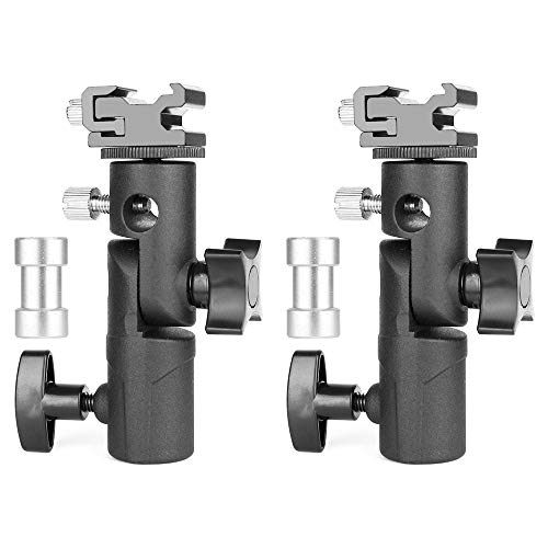 Blitzschienen, Blitzneiger 3-teilig Schirm-Halter mit Blitzschuhe und 1/4" & 3/8" Spigot für Lampenstativ, Blitzgeräte und Reflexschirme/Durchlichtschirme Fotostudio -2 Pack von CHUER