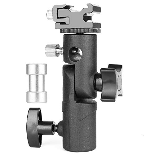 Blitzschienen, Blitzneiger 3-teilig Schirm-Halter mit Blitzschuhe und 1/4" & 3/8" Spigot für Lampenstativ, Blitzgeräte und Reflexschirme/Durchlichtschirme Fotostudio von CHUER