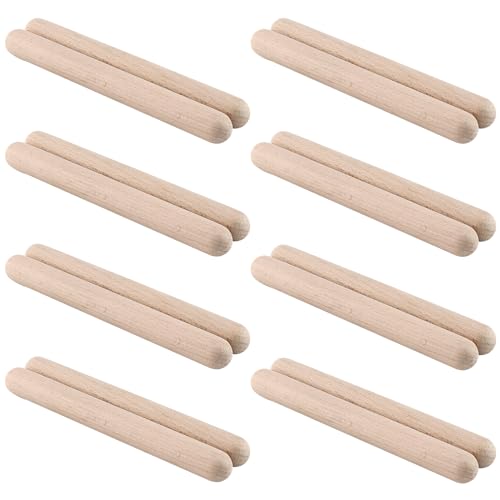 CHUIFAI 16 Stück 20cm Klanghölzer Rhythmusstöcke Set, 2cm Klangholz Instrument, Holz Klangstäbe für Schlagzeug, Bands, Musikunterricht von CHUIFAI