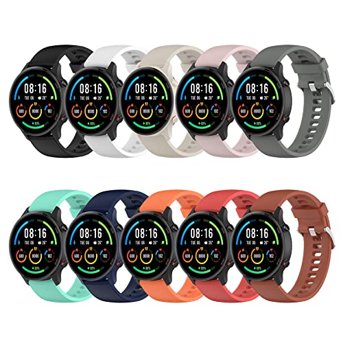 CHULN 10 Stücks Armband kompatibel mit Xiaomi Mi Watch/Xiaomi Watch S1 /Xiaomi Watch S1 Active/Xiaomi Mi Watch Color Sport, 22mm Weiches Silikon Sports Ersatzband für Xiaomi Mi Watch Smartwatch von CHULN