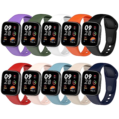 CHULN 10 Stücks Sportarmbänders Redmi Watch 3 Armbänd, Weiches und Atmungsaktives Silikonarmband Kompatibel mit Xiaomi Redmi Watch 3 Armbands Ersatzbändern von CHULN