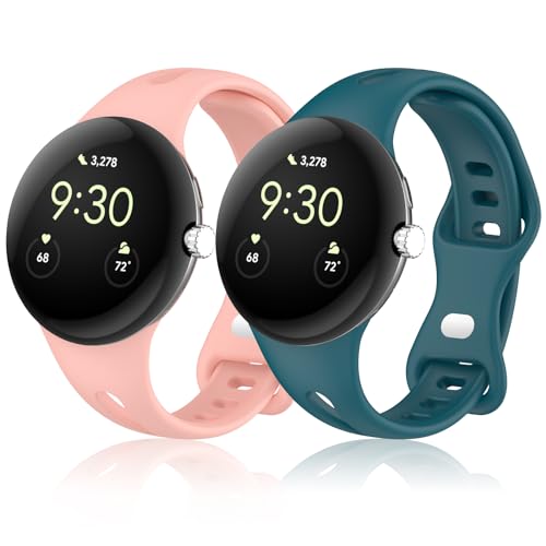 CHULN 2 Stücks Armband kompatibel mit Google Pixel Watch/Google Pixel Watch 2, Einstellbar Weiche Silikon Sports Wasserdichtes Ersatzarmband für Google Pixel Watch.(Keine Hosts) von CHULN