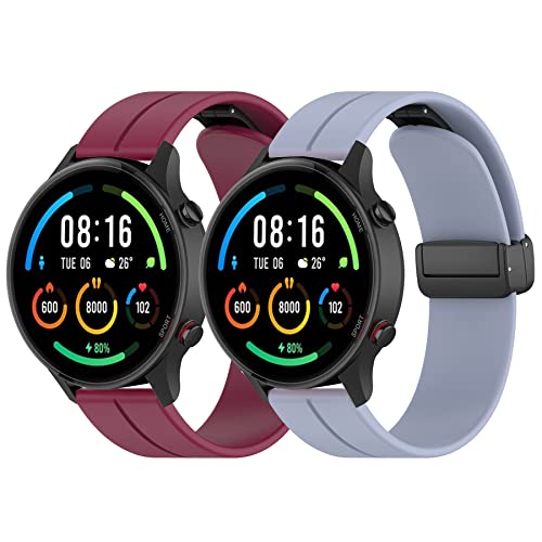 CHULN 2 Stücks Ersatzband für Xiaomi Mi Watch/Xiaomi Watch S1/Xiaomi Watch S1 Active/Xiaomi Mi Watch Color Sport, 22mm Magnetischer Faltschließe Silikon Ersatzarmband für Xiaomi Mi Watch Smartwatch. von CHULN