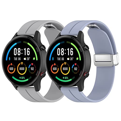 CHULN 2 Stücks Ersatzband für Xiaomi Mi Watch/Xiaomi Watch S1/Xiaomi Watch S1 Active/Xiaomi Mi Watch Color Sport, 22mm Magnetischer Faltschließe Silikon Ersatzarmband für Xiaomi Mi Watch Smartwatch. von CHULN