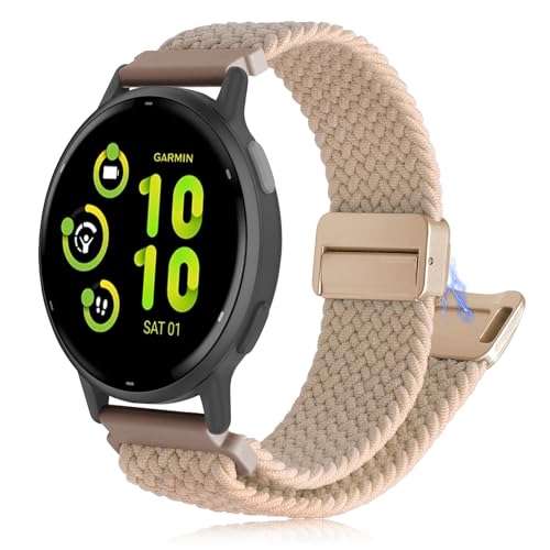 CHULN 20mm Armband Kompatibel mit Garmin Vivoactive 5/3/3 Music/Vivomove Trend/Venu Sq 2/2 music/Venu 2 Plus, Nylon Magnetisches Ersatz Armbänder für Garmin Vivoactive 5 SmartWatch. von CHULN