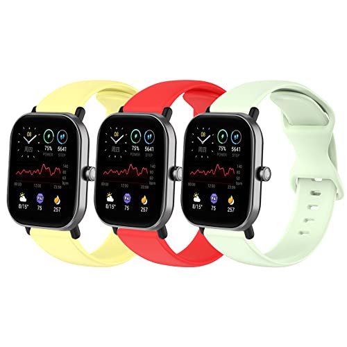 CHULN 3 Stücks Ersatzband für Amazfit GTS, 20mm Leichtes Universal Sport Armband für Amazfit Bip/Amazfit GTR 42mm /Amazfit GTS/3/2/2 Mini/2e Silikonarmbänder von CHULN