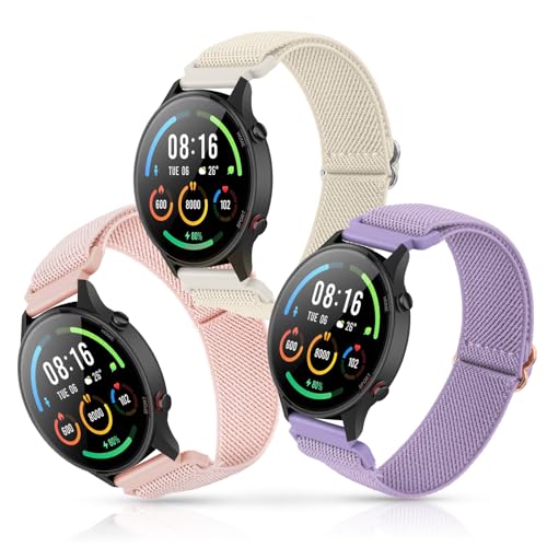 CHULN 3 Stücks Nylon Armband kompatibel mit Xiaomi Mi Watch/Xiaomi Watch S1 /Xiaomi Watch S1 Active/Xiaomi Watch S1 Pro, 22mm Verstellbarer Elastisches Sport Ersatzarmbänder für Xiaomi Mi Watch. von CHULN