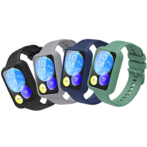 CHULN 4 Stücks Armband Kompatibel für Huawei Watch Fit 2, Soft Silikon Wasserdicht Sport Smart Ersatzbänder für Huawei Watch Fit 2 von CHULN