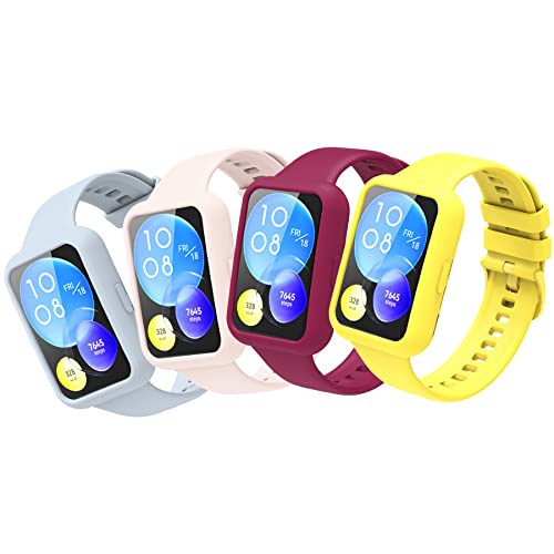 CHULN 4 Stücks Armband Kompatibel für Huawei Watch Fit 2, Soft Silikon Wasserdicht Sport Smart Ersatzbänder für Huawei Watch Fit 2 von CHULN
